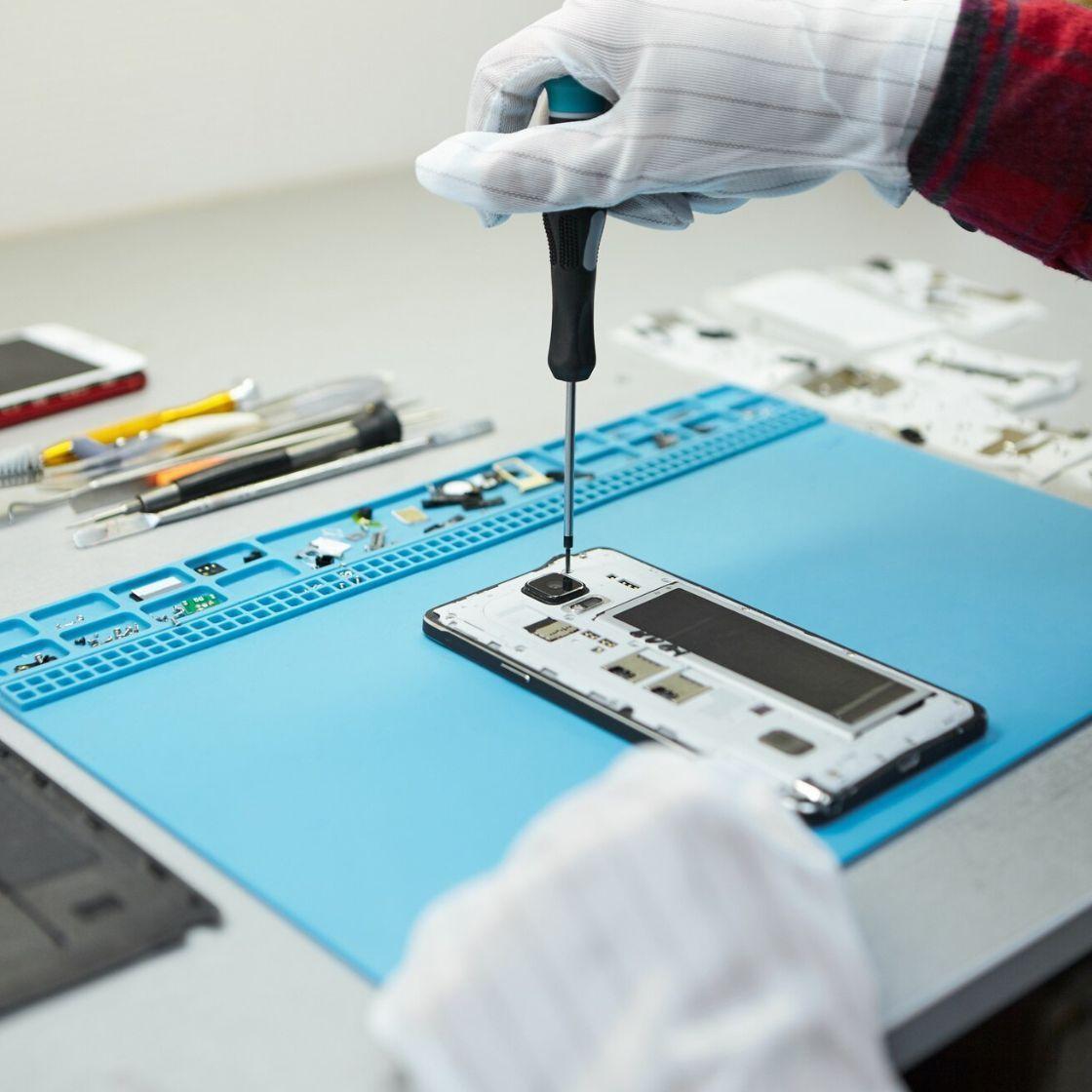 iPhone internal components showing battery
